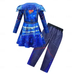 Descendants Evie Dress Pants Gloves Movie Cosplay Kids Masquerade Causal