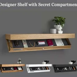 Designer Shelves with Compartments, Hidden Floating Shelves, Upgraded Concealed Compartment Storage Solutions, Wall Panel for Living Room Office, Wooden Shelf Decoration