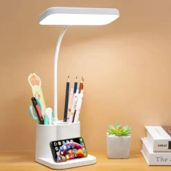 Desk Lamp LED Flexible Study Lamp With Pen Holder LED Desk Lamp With Touch Dimmable LED Stand Desk Lamp Reading Lamp Creative Smart Student Dormitory Desk Eye Protection Lamp Bedside Reading LED Pen Down Lamp