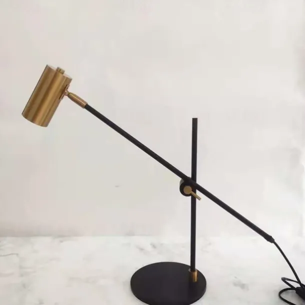 Desk/Table Lamp, Matte Brass Finish, Adjustable Height, Balance Arm, in-Line Rocker On/Off Switch