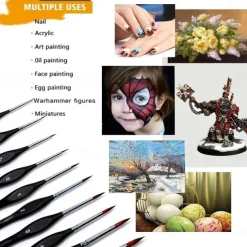 Detailing Brushes Set, 10pcs Miniature Brushes For Fine Detailing And Art Painting - Acrylic, Watercolor, Oil Painting, Model, Warhammer 40k