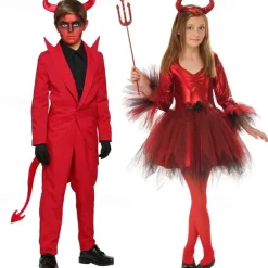 Devil Cosplay Costume Halloween Group Family Costumes Kid's Boys Girls' Cosplay Halloween Halloween Carnival Masquerade Easy Carnival Costume for Walpurgis Night