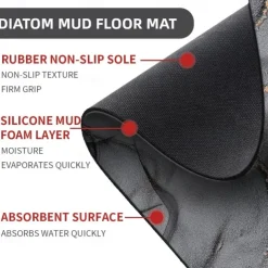 Diatomaceous Earth Bath Mat Super Absorbent Toilet Door Quick-Drying Foot Mat Entry Door Mat Non-Slip Mat