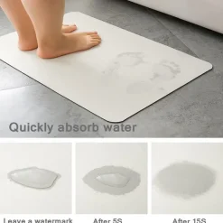 Diatomaceous Earth Bath Mat Non-slip Super Absorbent Toilet Door Quick-Drying Foot Mat Entry Door Mat Non-Slip Mat