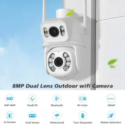 DIDSeth 8MP 4K Wifi PTZ Camera Dual-Lens Video Surveillance Protection Ai Human Monitor Night Vision Outdoor Security CCTV Cam