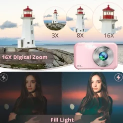 Digital Camera FHD 1080P Camera 44MP Digital Point And Shoot Camera 16X Zoom Small Camera Affordable Digital Cameras for Travel