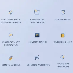 Digital Dehumidifier with Touch & Remote Control Humidity Display Dehumidifiers for Living Room Bedroom 42W