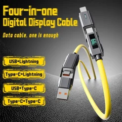 Digital Display Data Cable Typec 4-in-1 Silicone PD Fast Charging Cable a Drag 4 USB Android Phone Charging Cable