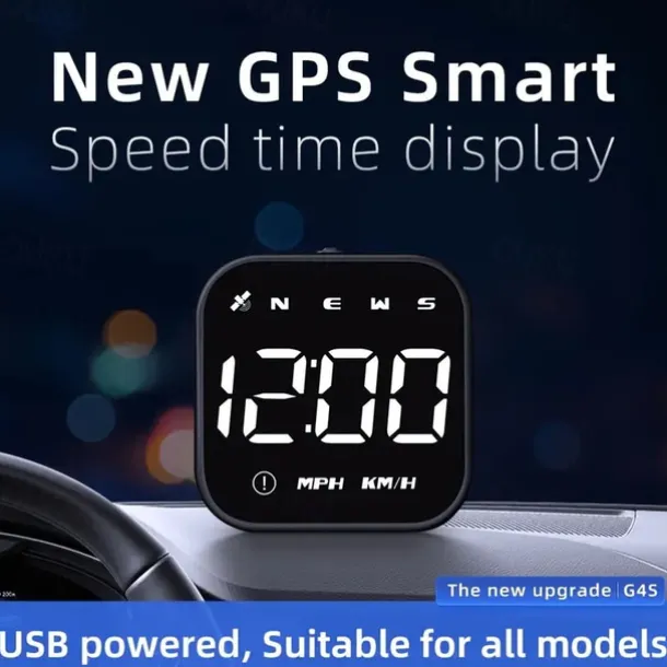 Digital GPS Speedometer Car HUD Heads Up Display with Digital Speed in MPH KPH Compass Driving Direction Fatigue Driving Reminder Overspeed Alarm Trip Meter