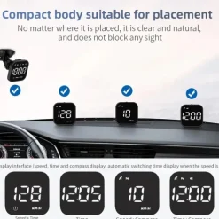 Digital GPS Speedometer Car HUD Heads Up Display with Digital Speed in MPH KPH Compass Driving Direction Fatigue Driving Reminder Overspeed Alarm Trip Meter