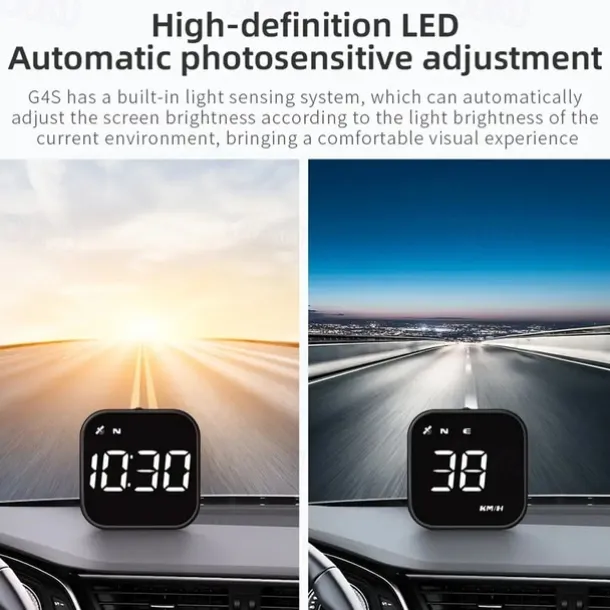 Digital GPS Speedometer Car HUD Heads Up Display with Digital Speed in MPH KPH Compass Driving Direction Fatigue Driving Reminder Overspeed Alarm Trip Meter