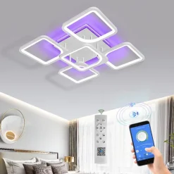 Dimmable Acrylic Ceiling Light LED 5 Head 8 Head Ceiling Lamp with Background Light APP Bluetooth Connection / Remote Control Suitable for Bedroom Living Room Office Children's Room