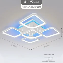 Dimmable Acrylic Ceiling Light LED 5 Head 8 Head Ceiling Lamp with Background Light APP Bluetooth Connection / Remote Control Suitable for Bedroom Living Room Office Children's Room