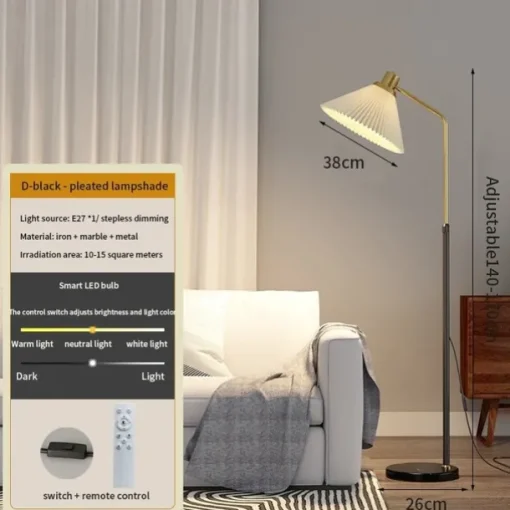 Dimmable Floor Lamp Arc Floor Lamps, Metal Floor Lamps, LED Floor Light Creative，Standing Lamp Adjustable, for Living Room, Office and Bedroom Standing Reading Lamp