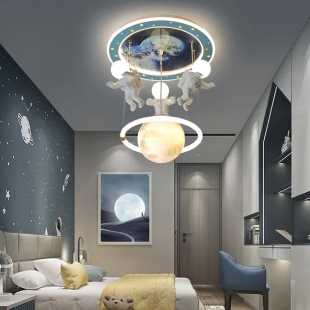 Dimmable LED Ceiling Lamp for Children's Room, Creative Simplicity Clouds Airplane Light Bedroom Cartoon Ceiling Light Fixture with Remote