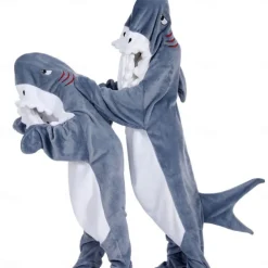 Dinosaur Shark Couples Carnival Costume Kigurumi Pajamas Onesies Kid's Adults' Men's Women's Boys Novelty Funny Costume Theme Party Carnival Mardi Gras Easy Carnival Costume