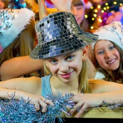 Disco Bucket Hat, Glitter Mirror Disco Fishing Hat, Disco Ball Hats for DJ, Bucket Cap with Glitter Sequins for Club