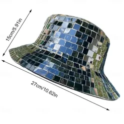Disco Bucket Hat, Glitter Mirror Disco Fishing Hat, Disco Ball Hats for DJ, Bucket Cap with Glitter Sequins for Club