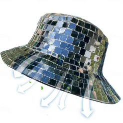 Disco Bucket Hat, Glitter Mirror Disco Fishing Hat, Disco Ball Hats for DJ, Bucket Cap with Glitter Sequins for Club