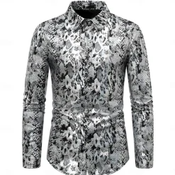 Disco 1980s Shiny Metallic Blouse / Shirt Masquerade Disco Fancy Dress Men's Halloween Carnival Masquerade Performance Event / Party Stage Adults' Shirt Spring & Summer