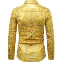 Disco 1980s Shiny Metallic Blouse / Shirt Masquerade Disco Fancy Dress Men's Halloween Carnival Masquerade Performance Event / Party Stage Adults' Shirt Spring & Summer