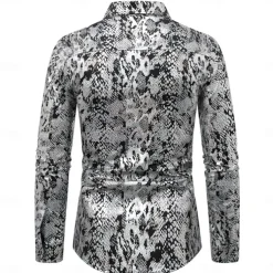 Disco 1980s Shiny Metallic Blouse / Shirt Masquerade Disco Fancy Dress Men's Halloween Carnival Masquerade Performance Event / Party Stage Adults' Shirt Spring & Summer