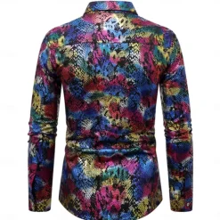 Disco 1980s Shiny Metallic Blouse / Shirt Masquerade Disco Fancy Dress Men's Halloween Carnival Masquerade Performance Event / Party Stage Adults' Shirt Spring & Summer