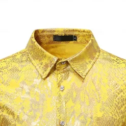 Disco 1980s Shiny Metallic Blouse / Shirt Masquerade Disco Fancy Dress Men's Halloween Carnival Masquerade Performance Event / Party Stage Adults' Shirt Spring & Summer