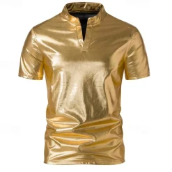 Disco 1980s Shiny Metallic Masquerade Disco Fancy Dress Men's Carnival Costume Masquerade Party / Evening Bachelorette Party Pride Parade Adults' Top