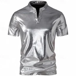 Disco 1980s Shiny Metallic Masquerade Disco Fancy Dress Men's Carnival Costume Masquerade Party / Evening Bachelorette Party Pride Parade Adults' Top