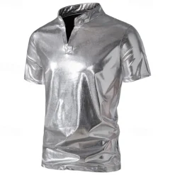 Disco 1980s Shiny Metallic Masquerade Disco Fancy Dress Men's Carnival Costume Masquerade Party / Evening Bachelorette Party Pride Parade Adults' Top