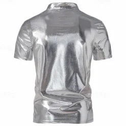 Disco 1980s Shiny Metallic Masquerade Disco Fancy Dress Men's Carnival Costume Masquerade Party / Evening Bachelorette Party Pride Parade Adults' Top