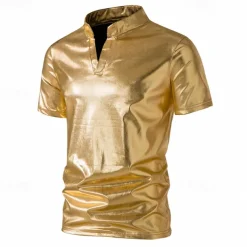 Disco 1980s Shiny Metallic Masquerade Disco Fancy Dress Men's Carnival Costume Masquerade Party / Evening Bachelorette Party Pride Parade Adults' Top