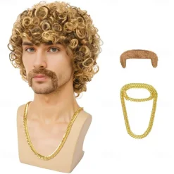 Disco Wig 70s Costumes Wig Afro Wig Men Short Curly Natural Fluffy Synthetic hair Wig for Carnival Disco Party Halloween Wigs