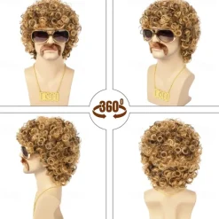 Disco Wig 70s Costumes Wig Afro Wig Men Short Curly Natural Fluffy Synthetic hair Wig for Carnival Disco Party Halloween Wigs