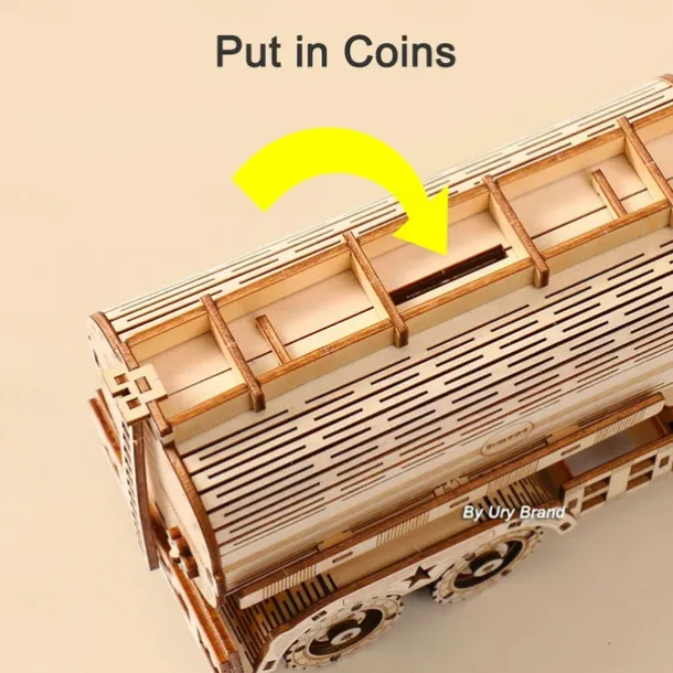 DIY 3D Wooden Puzzles Money Box Piggy Bank Fuel Truck Model Building Block Kits Assembly Jigsaw Toy Gift for Children Adult