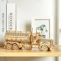 DIY 3D Wooden Puzzles Money Box Piggy Bank Fuel Truck Model Building Block Kits Assembly Jigsaw Toy Gift for Children Adult