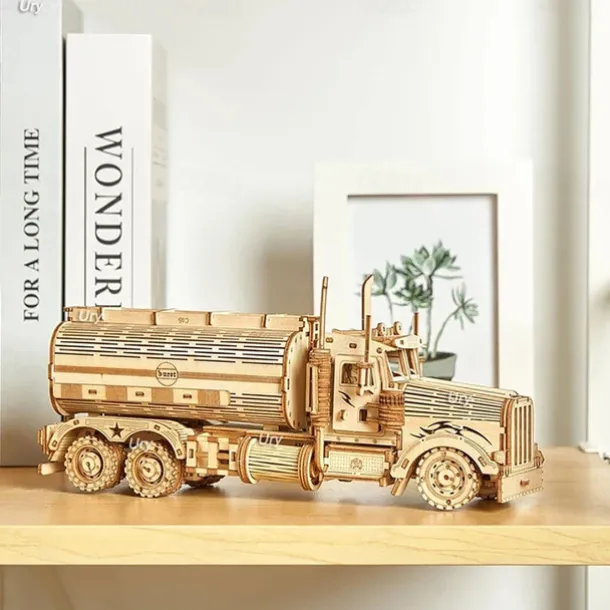DIY 3D Wooden Puzzles Money Box Piggy Bank Fuel Truck Model Building Block Kits Assembly Jigsaw Toy Gift for Children Adult