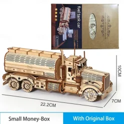 DIY 3D Wooden Puzzles Money Box Piggy Bank Fuel Truck Model Building Block Kits Assembly Jigsaw Toy Gift for Children Adult