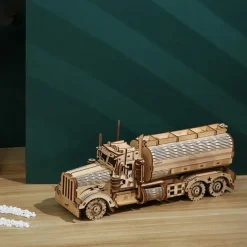 DIY 3D Wooden Puzzles Money Box Piggy Bank Fuel Truck Model Building Block Kits Assembly Jigsaw Toy Gift for Children Adult