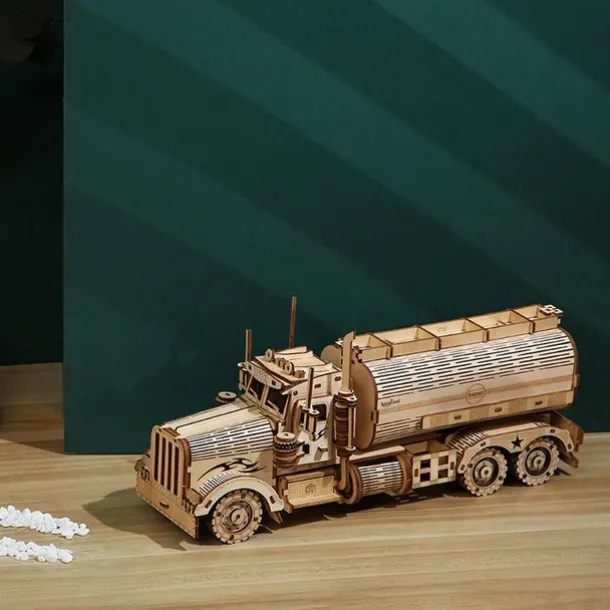 DIY 3D Wooden Puzzles Money Box Piggy Bank Fuel Truck Model Building Block Kits Assembly Jigsaw Toy Gift for Children Adult