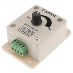 DIY DC12-24V 8A PWM Manual Knob Dimmer Controller 0%-100% PWM Dimming Control LED Light Brightness Switch for 5050 3528 2835 Single Color LED Strips Ribbon Lights Tape Lights or Other LED Products