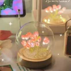 DIY Tulip Night Light Simulation Flower Bedroom Valentine's Day Gift INS Sleep Light Birthday Gift Atmosphere Light Desk Decoration