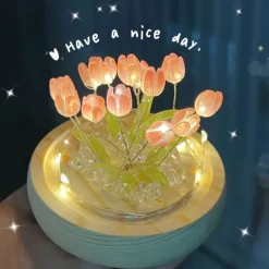 DIY Tulip Night Light Simulation Flower Bedroom Valentine's Day Gift INS Sleep Light Birthday Gift Atmosphere Light Desk Decoration