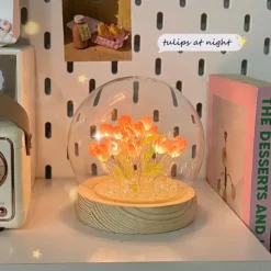 DIY Tulip Night Light Simulation Flower Bedroom Valentine's Day Gift INS Sleep Light Birthday Gift Atmosphere Light Desk Decoration