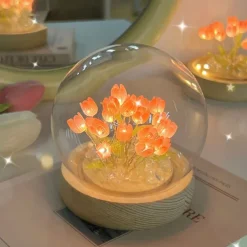 DIY Tulip Night Light Simulation Flower Bedroom Valentine's Day Gift INS Sleep Light Birthday Gift Atmosphere Light Desk Decoration