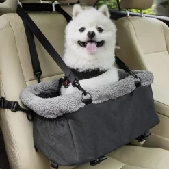 Dog Car seat for Small Dog Center Console Pet Booster Seat with Metal Frame Pet Carseat with Double Protection Seat Belts