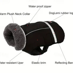 Dog Cat Coat Jacket Vest Fashion Party Winter Reflective Waterproof Warm Breathable Washable Christmas Halloween Outdoor Casual Daily Dog Clothing for Golden Retriever Corgi Bichon Frise Pomeranian