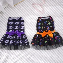 Dog Cat Dress Cute Casual Breathable Soft Washable Comfortable Halloween Casual Daily Dog Clothing for Bichon Frise Pomeranian Baby Pet Papillon Small
