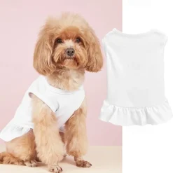 Dog Cat Dress Minimalist Casual Breathable Soft Washable Comfortable Outdoor Casual Daily Dog Clothing for Bichon Frise Pomeranian Baby Pet Papillon Small